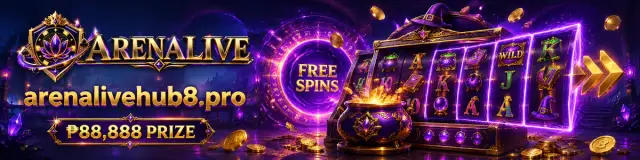 ARENALIVE slot room with luminous reels, royal violet light and polished gold details