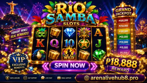 ARENALIVE slot scene with a golden lion, violet lotus lighting and polished gold framing